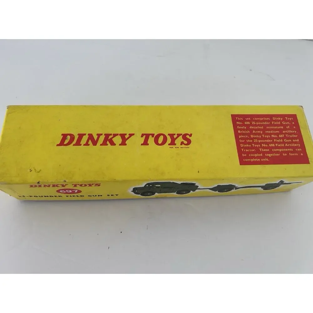 Vintage Dinky Toys 697 25-Pounder Field Gun Set W/Box